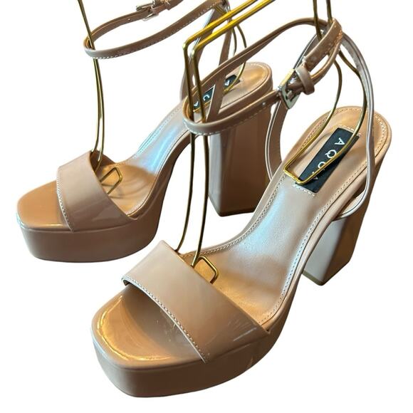 Aqua Cher Leather Ankle Strap Platform Heels Sexy Modern Uptown NEW Size 10 - Picture 6 of 10